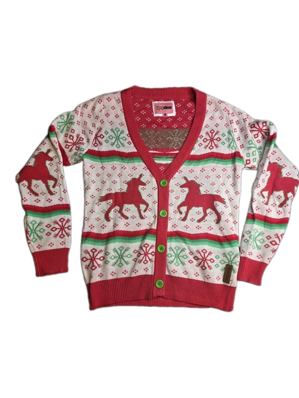 Tipsy Elves Women’s M Christmicorn Cardigan Sweater Ugly Christmas Unicorn Med